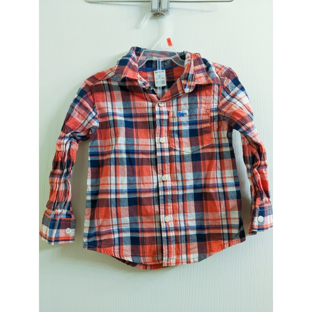 Carter's 2T Boy Button Down Plaid Shirt